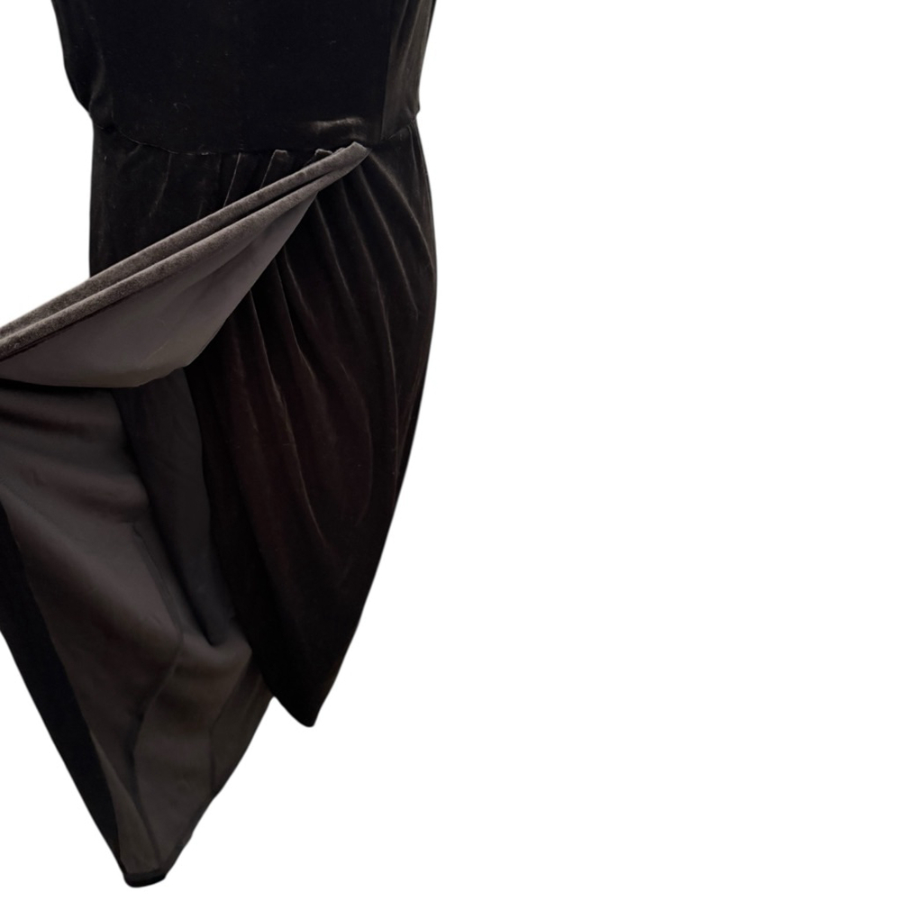 NWT MAIA Black Brown Velvet Halter Midi Dress Size 2 - Picture 8 of 9